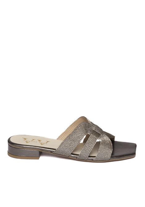 Pewter rafia sandal VINCENT VEGA | COUNTRY PTQ20RAFIA-PLOMO